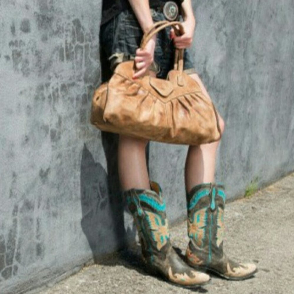 CORRAL Antique Saddle/Turquoise Eagle Overlay Boot